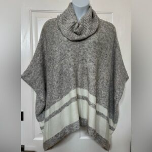 Cozy Gray and Cream Poncho Sweater